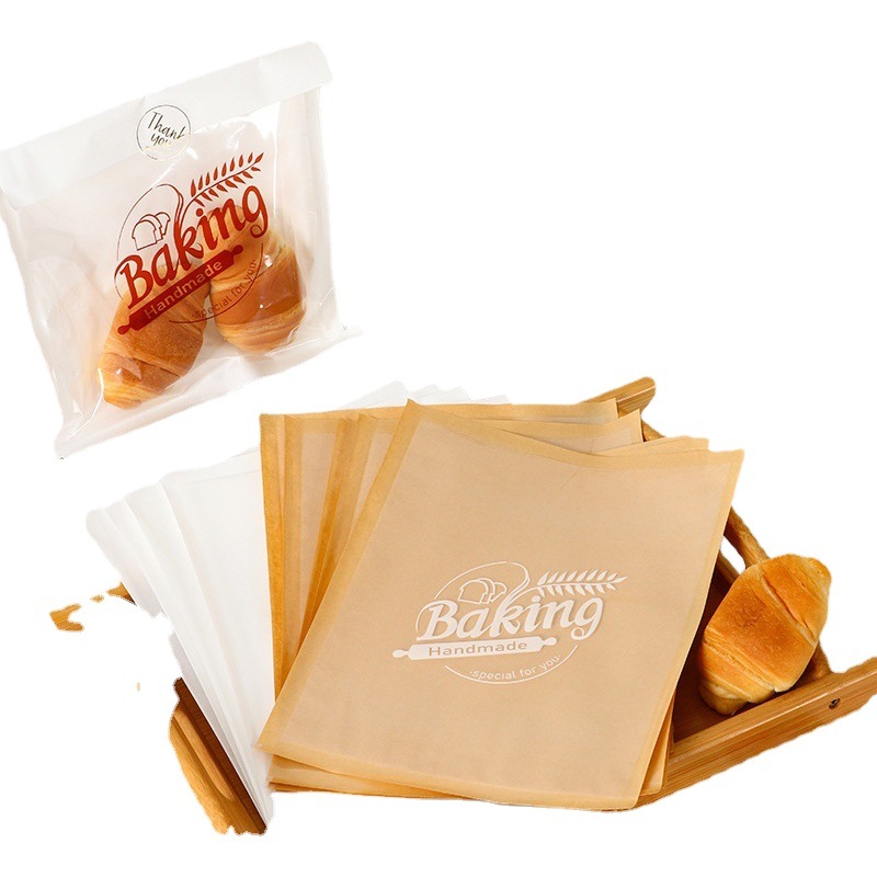 Sandwich Toast Bread Packaging Bag Machine-Sealed Oil-Proof Paper Bag Kraft Paper Disposable Food Packaging Bag