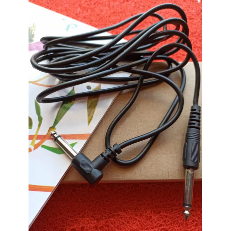Picture of Black Folk Electric Guitar Audio Speaker Cable Bass Popular Noise Reduction Transmission Line 6.5 Straight Elbow