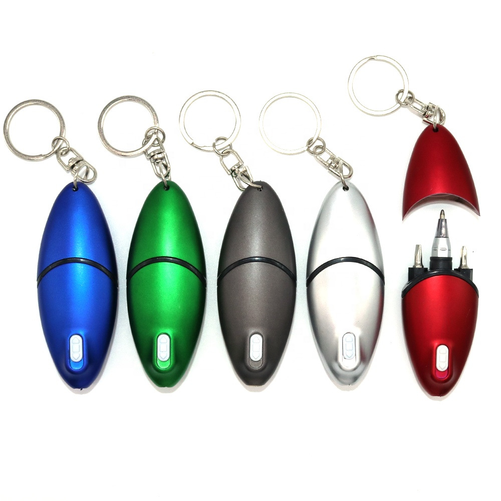 Factory supply multifunctional ballpoint pen LED light pen key pendant screwdriver tool pen printable LOGO