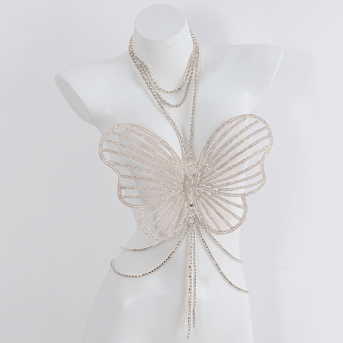 Picture of Fashion Light Luxury Full Diamond Body Chain Women's European and American Exaggerated Fashion Week Party Personalized Rhinestone Big Butterfly Chest Chain Accessories