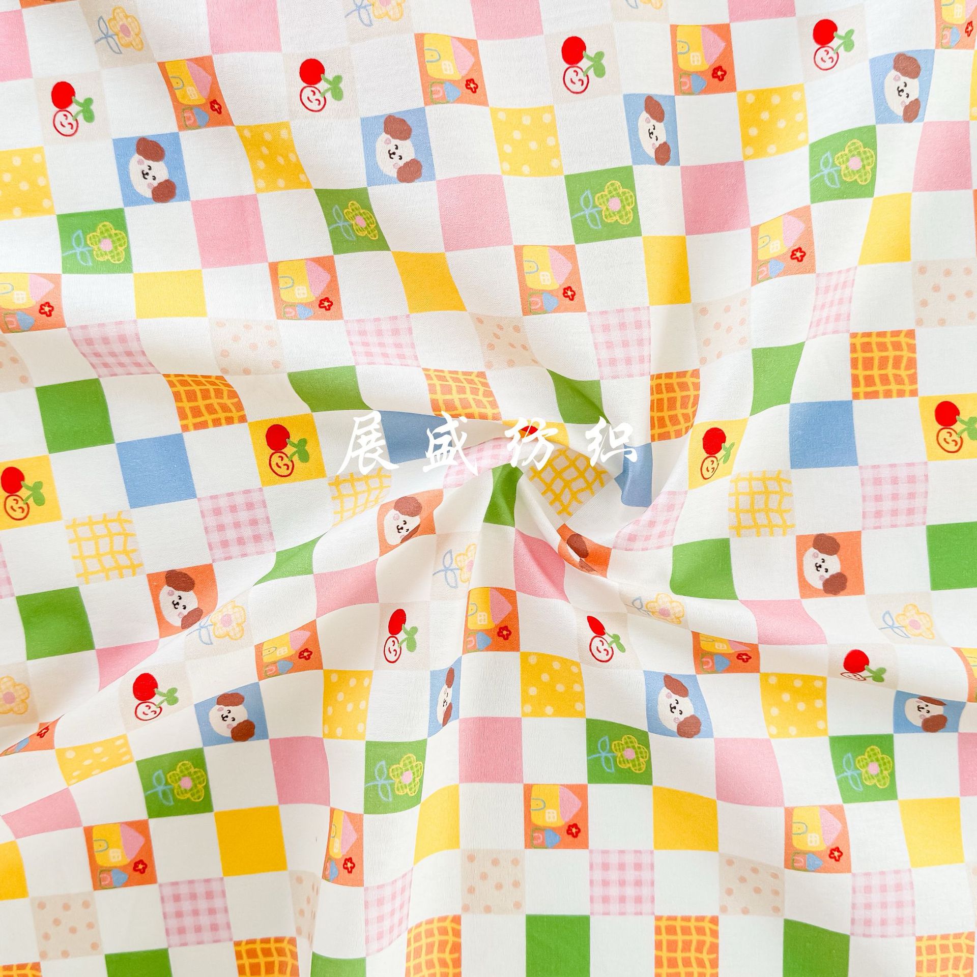 Picture of Cotton Digital Printing Fabric Cute Cartoon Animal Floral Cloth Cosmetic Bag Bag Bag Pajamas Shirt Children's Clothing dress