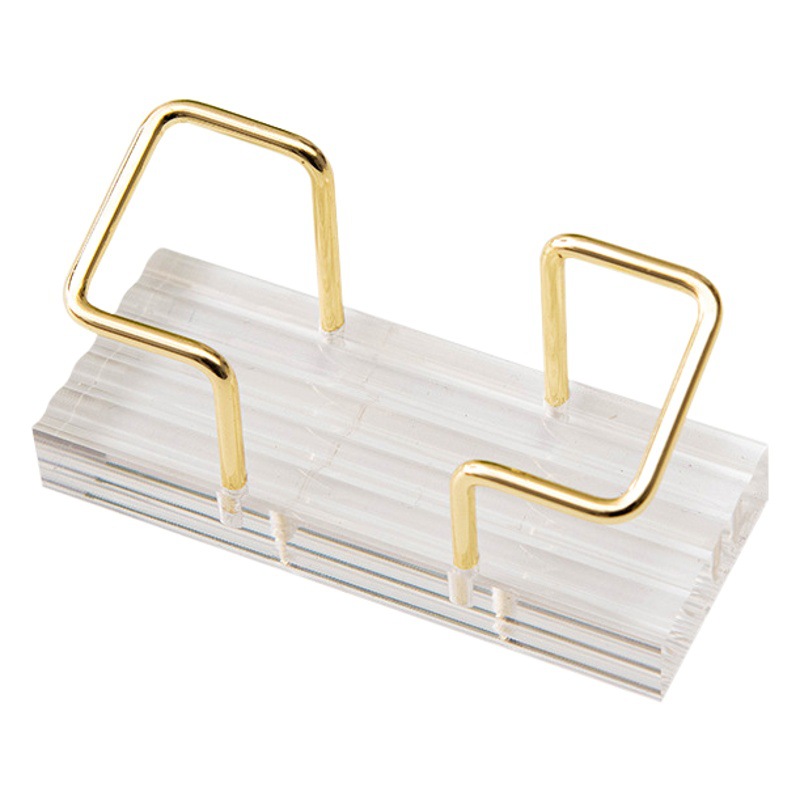 Amazon hot sale metal business card holder transparent acrylic desktop creative business card black walnut storage shelf wholesale