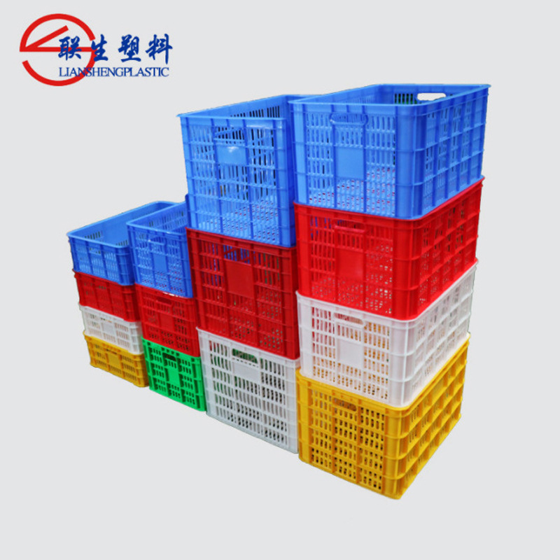 Thickened plastic frame transportation plastic basket hollow turnover plastic frame express rectangular blue fruit basket material manufacturers