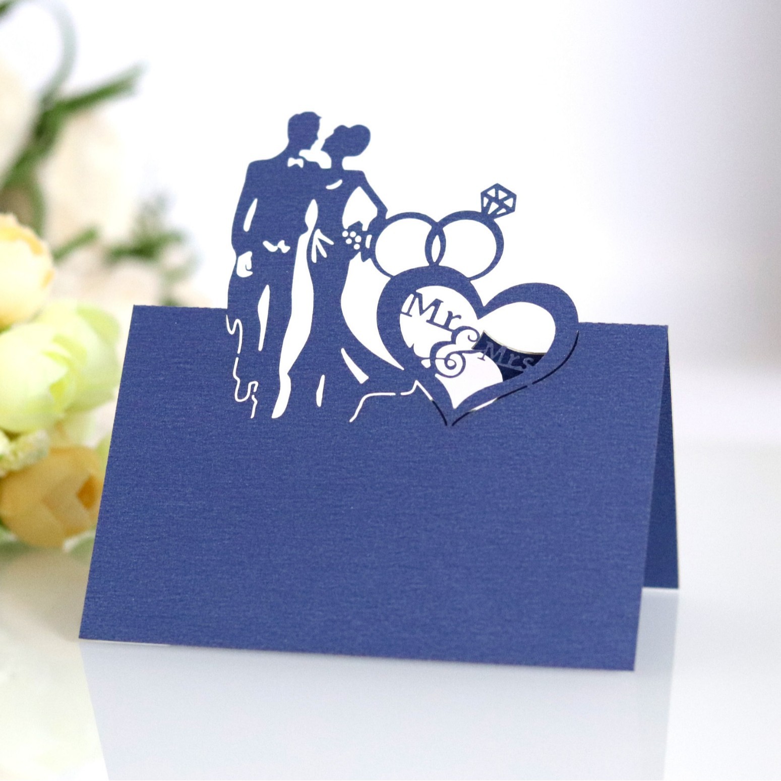Picture of Hollow wedding banquet layout pink love wedding seat card bride bride decoration table card spot wholesale