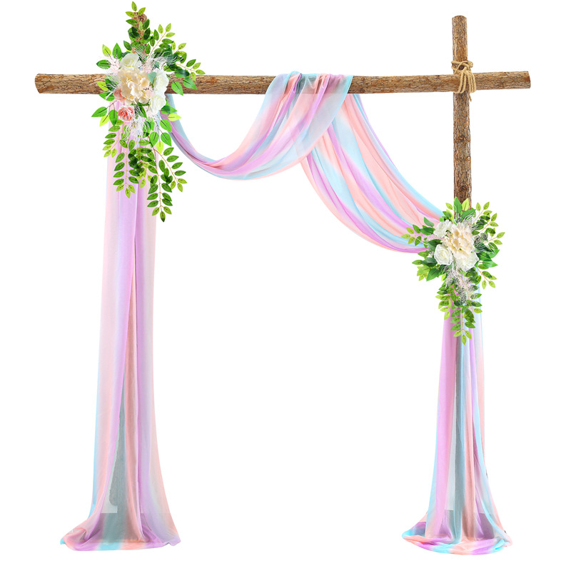 Picture of Cross-Border Popular Wedding Forest Lawn Outdoor Arch Decoration Wedding Arrangement Curtain Pearl Chiffon Gauze Curtain