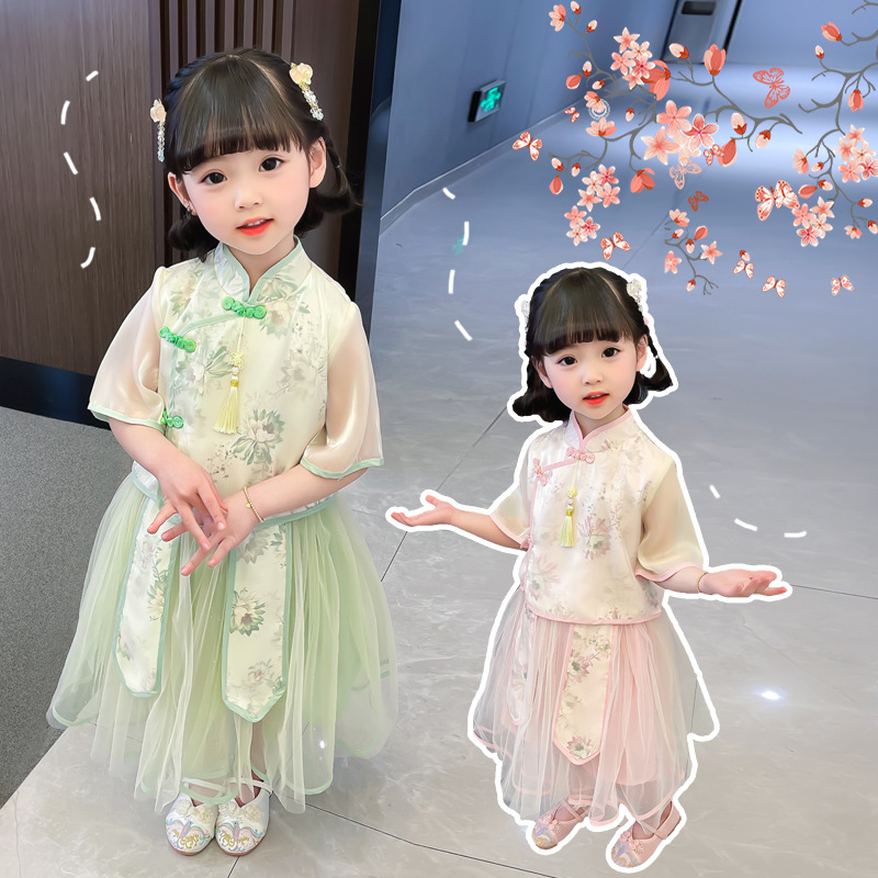Picture of Yanchu little girl Chinese style super fairy fashion ethnic style Tang suit summer new Republic of China style fresh performance clothing