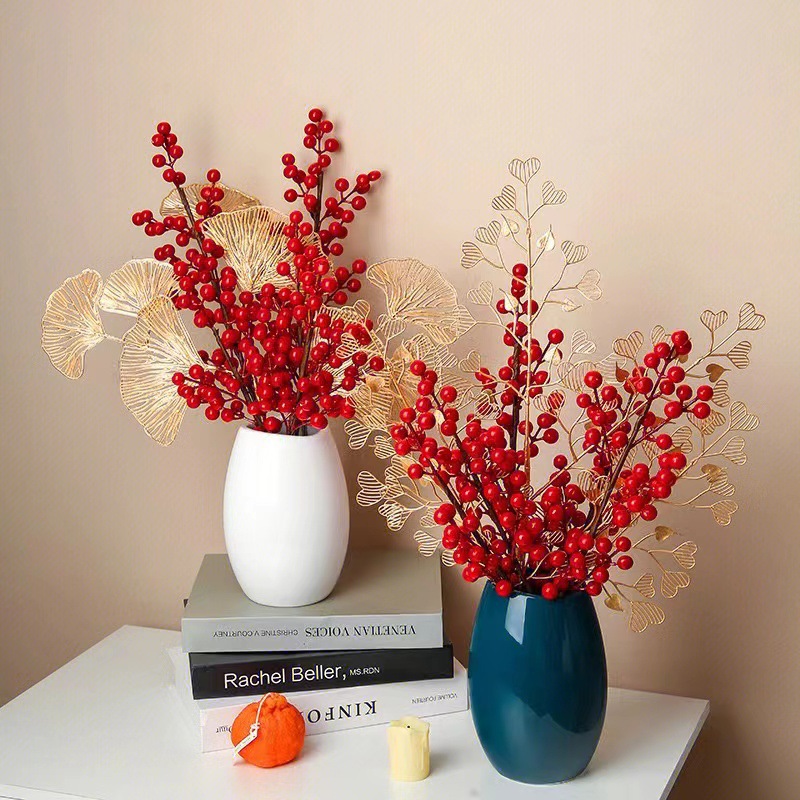 Picture of Source Factory Fortune Fruit Holly Fruit Christmas Red Fruit Home Living Room Decoration Wedding Celebration Ornaments Holly Fruit