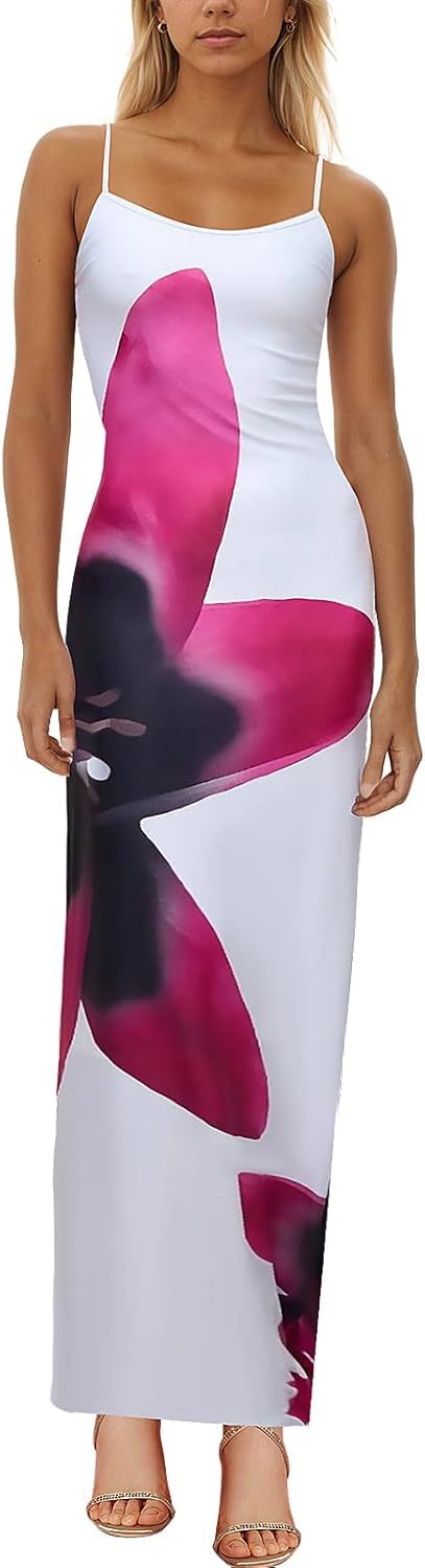 Picture of Autumn 2025 New Elegant Temperament Tight Low-cut Contrast Color Rose Print Design One Step Sling dress