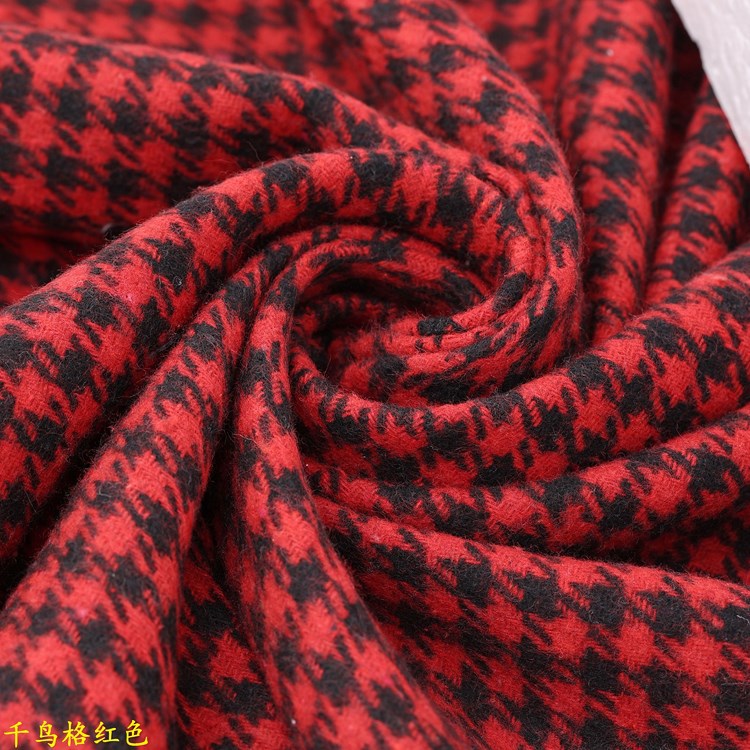 377g Thickened Red Black Houndstooth Fragrant Polyester Cotton Wool Japanese JK Uniform Skirt Fabric Houndstooth TR Fabric