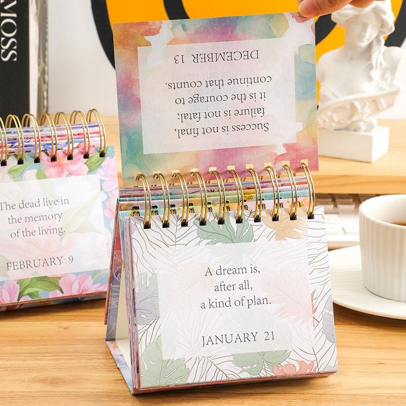 Picture of Cross-Border 2026 English Inspirational Desk Calendar Creative Drum Dance Female Desktop Ornaments 365 Days Calendar Perpetual Calendar