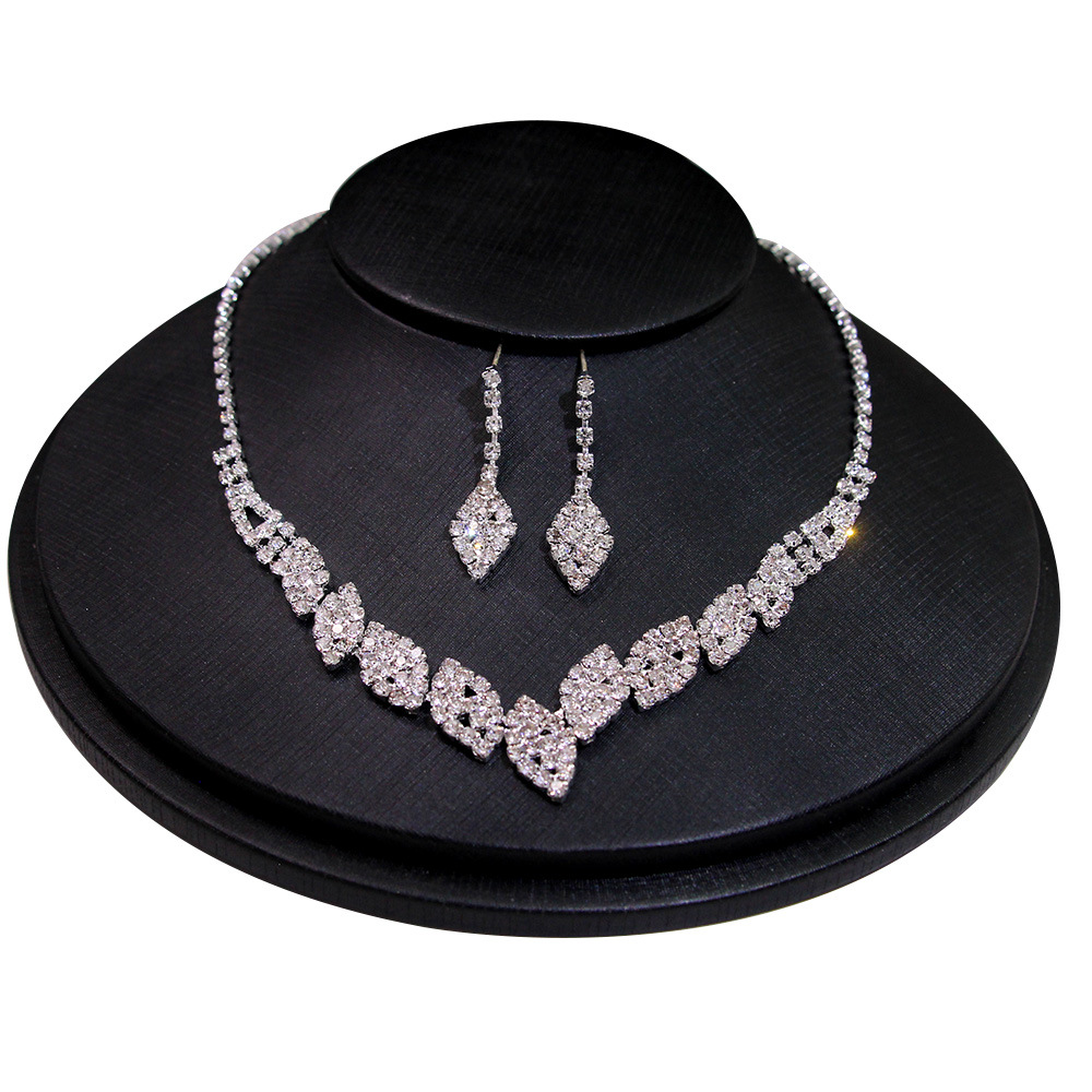 Picture of Fashion Bride Necklace Jewelry suit Rhinestone Tassel Necklace Earrings 2 Piece Set Women Wedding Banquet Accessories