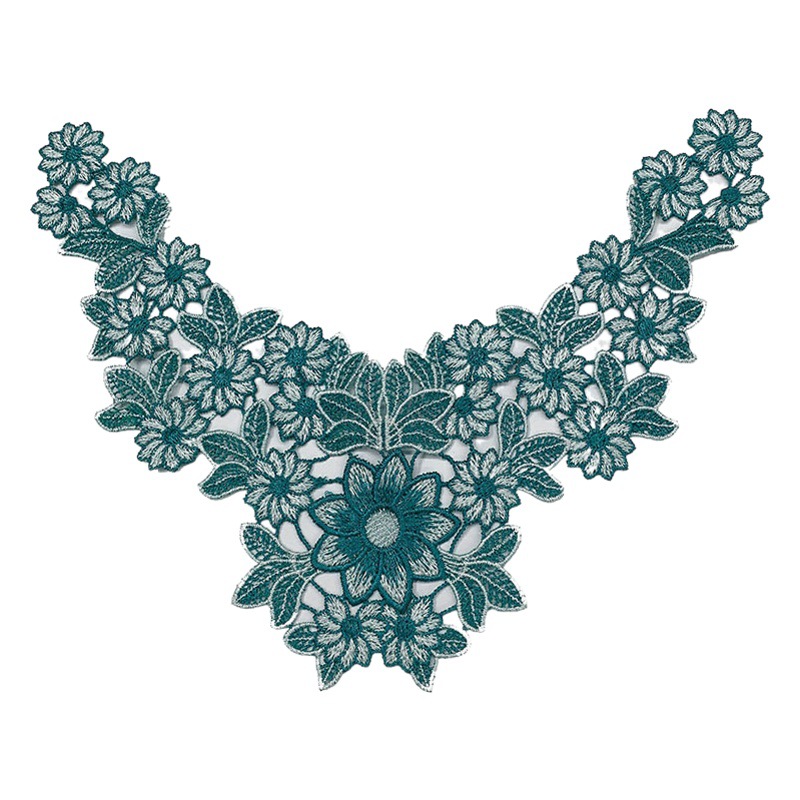 Quality Fine Line White Green Embroidery Flower Cloth Applique Cheongsam Multicolor Flower Clothes Decoration Accessories Small Collar Flower