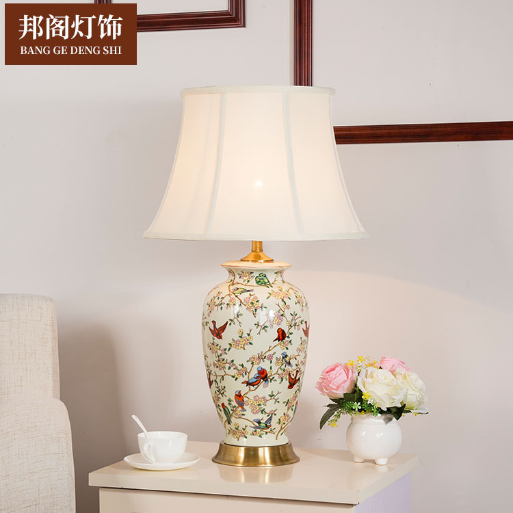 American ceramic desk lamp creative copper living room desk lamp study bedroom bedside decorative desk lamp a generation of hair