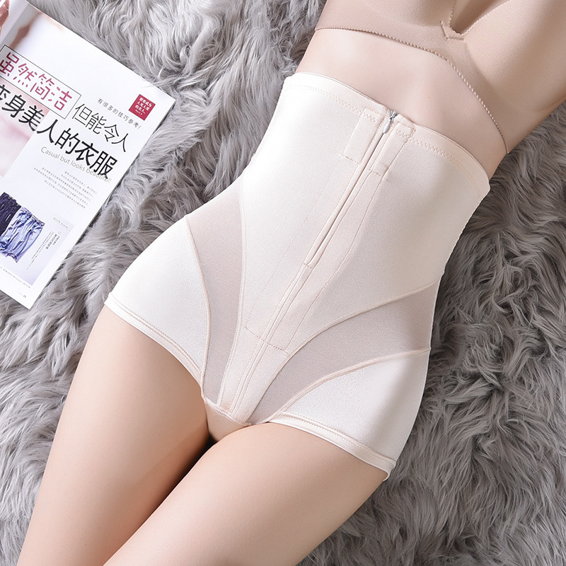 Picture of Zipper high waist belly shaping pants summer thin slimming postpartum belly contracting stomach lifting hip shaping pants waist slimming plus size