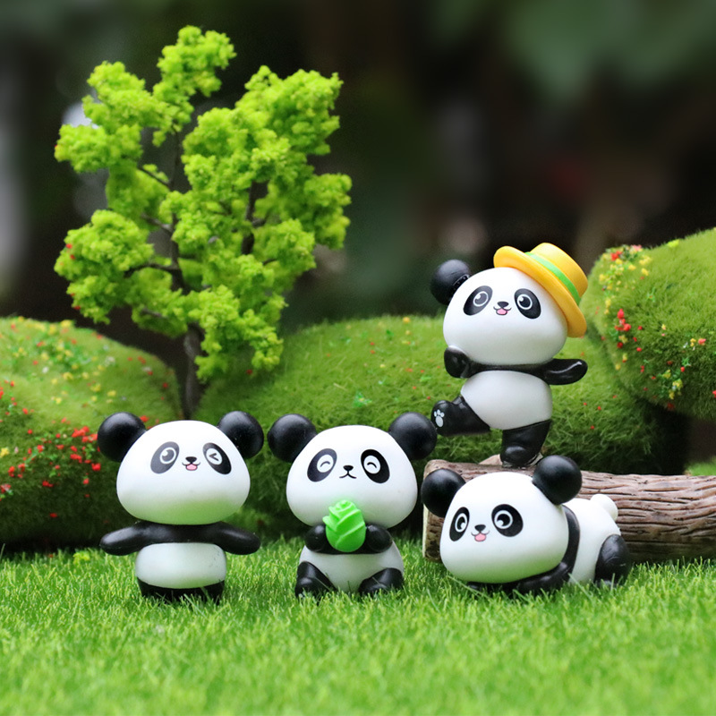 Cute Q Version Panda Simulation Animal Hand-made Model Mini Doll Toy Micro Landscape Desktop Healing Decoration