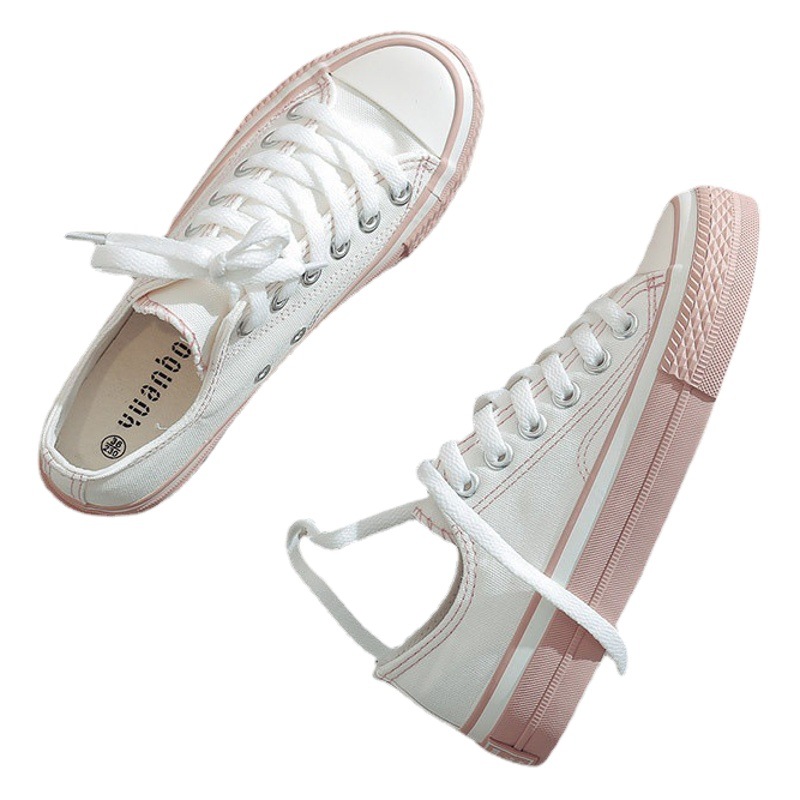New Canvas Shoes Women's White Shoes Students Korean Style Shoes Women's Casual Sneakers Hong Kong Style Spring Single Shoes Breathable Shoes