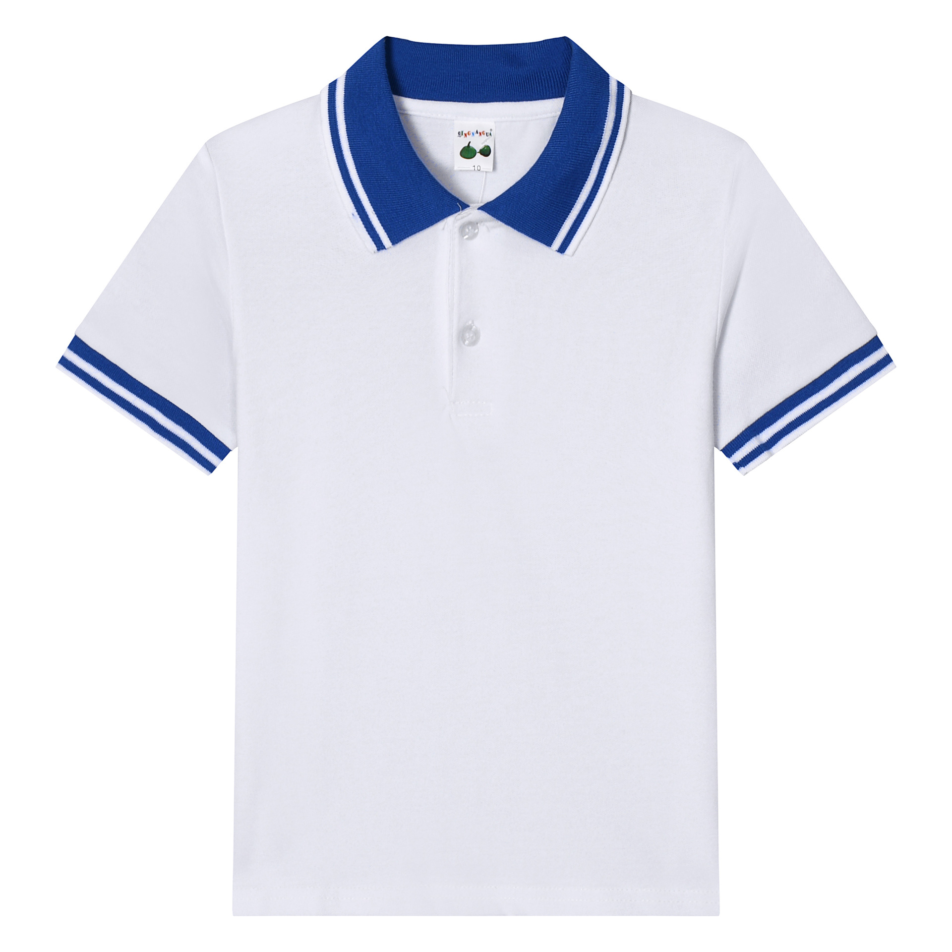 Picture of Kids Kidsren's T-Shirt Long-Sleeved Pure Cotton White Lapel Boys Polo Shirt Girls Primary School Students Middle School Uniforms