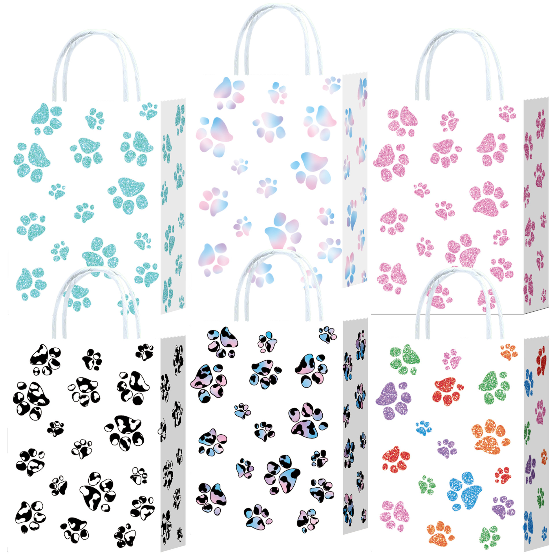 New Amazon animal paw print gift paper bag shopping clothing gift bag cartoon gift White card gift bag