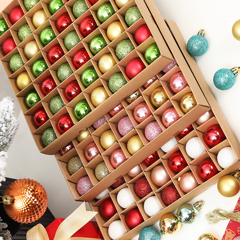 Christmas Ball Decoration Bright Ball Electroplated Ball 3cm Boxed 49 Pieces Christmas Tree Hanging Ornaments Pendant Scene Layout
