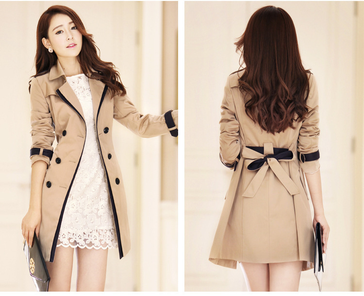 Picture of [Main International] Ladies Fashion Slim Fit Coat Spring and Autumn Color-matching Korean Double-breasted Youth Age-reducing Coat Trendy