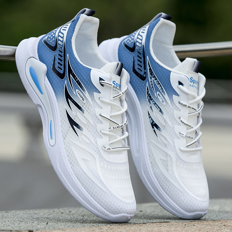 Autumn Sports Shoes for Men, Ice Silk Mesh, Lightweight, Breathable, Cushioning Running Shoes, Cross-Border Fashion, Casual and Trendy Men's Shoes