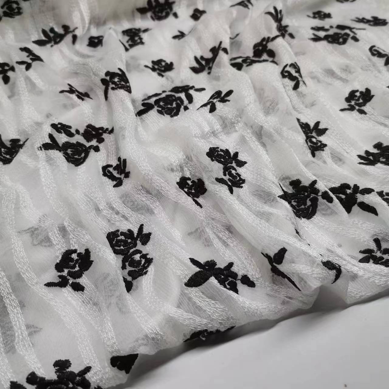 6 Mumi White Silk Smooth Embroidered Shirt and Skirt Fabric