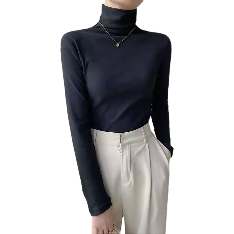 Women's High Collar Bottoming Shirt for Autumn and Winter 2024 New All-Match Foreign Style Outer Wear Internet Popular Long Sleeve T-Shirt Bottoming Shirt