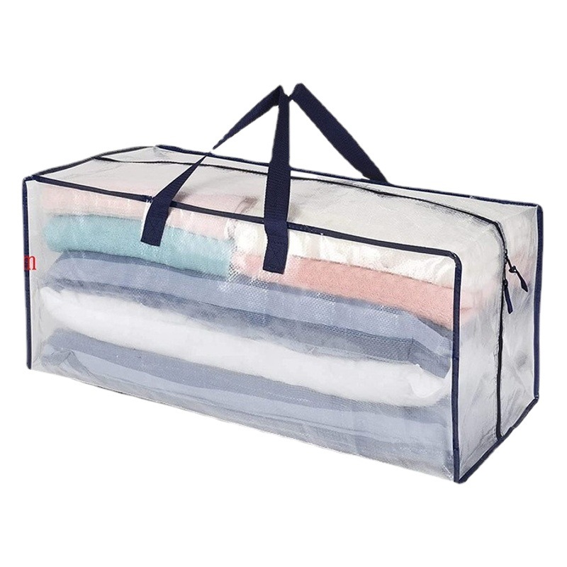 Woven Bag Moving Bag Translucent Portable PP Large Capacity Storage Bag Household Waterproof Clothes Zipper Bag