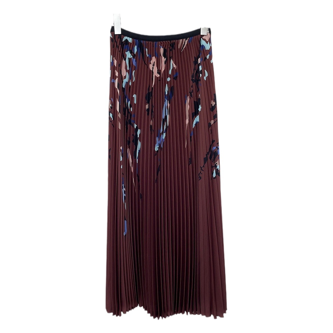 New arrival 2023 fashionable casual elegant western style printed long-sleeved stretch top pleated skirt two-piece set