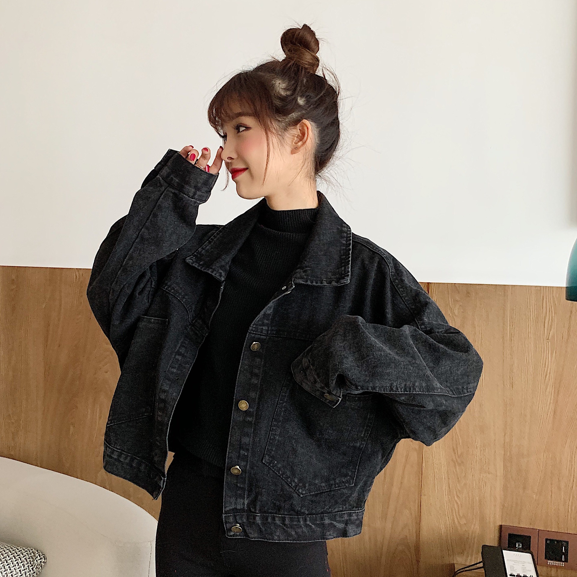 Picture of Cross-border 2022 Spring and Autumn New Korean Style Loose Denim Jacket Women's Short Women's Jacket All-match Top Instagram Fashion