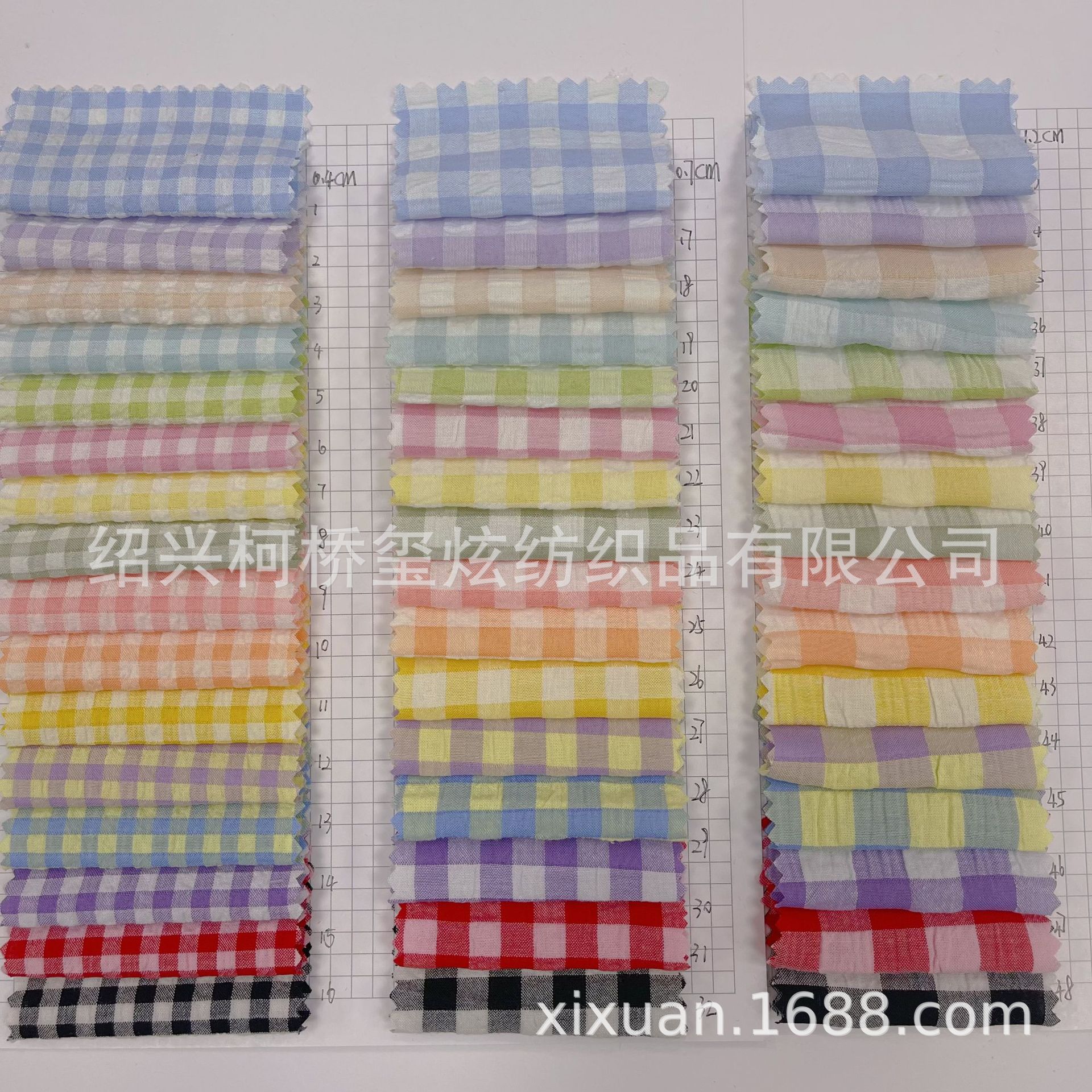New stretch bubble plaid children's shirt dress plaid fabric bubble gauze plaid in stock supply