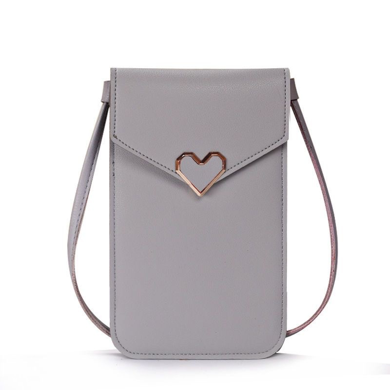 Picture of 2023 New Student Mini Crossbody Women's Bag Women's Heart-shaped Decorative Transparent Touch Screen Simple Retro Mobile Phone Bag