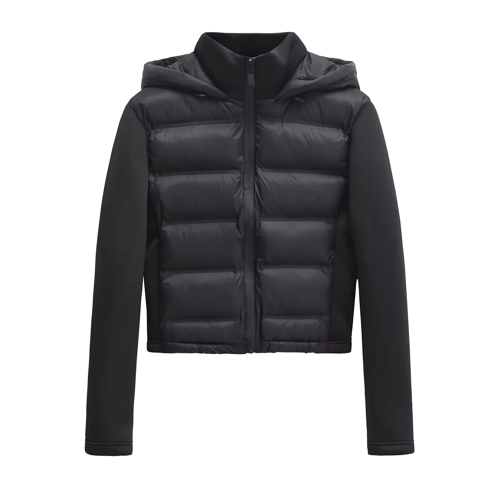 Amazon AliExpress European and American-style Autumn and Winter New Hooded Splicing Sleeve Slimming Joker Cotton-padded Clothes Cotton-padded Jacket Short Jacket
