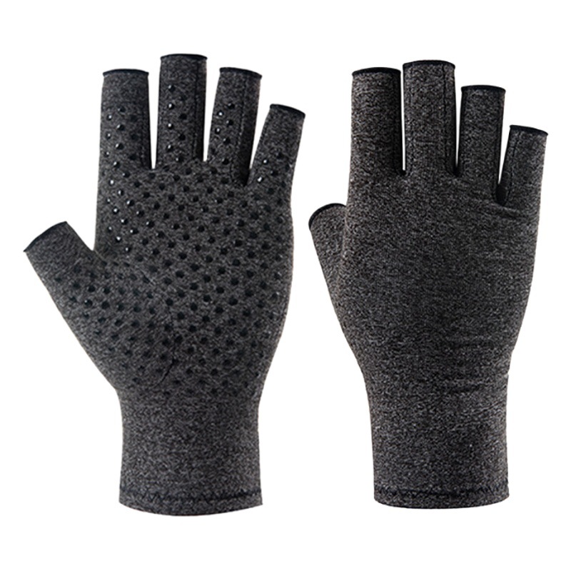 Cross-Border Popular Hemp Gray Half-Finger Dispensing Pressure Gloves Joint Training Non-Slip Fitness Outdoor Cycling Fitness Gloves