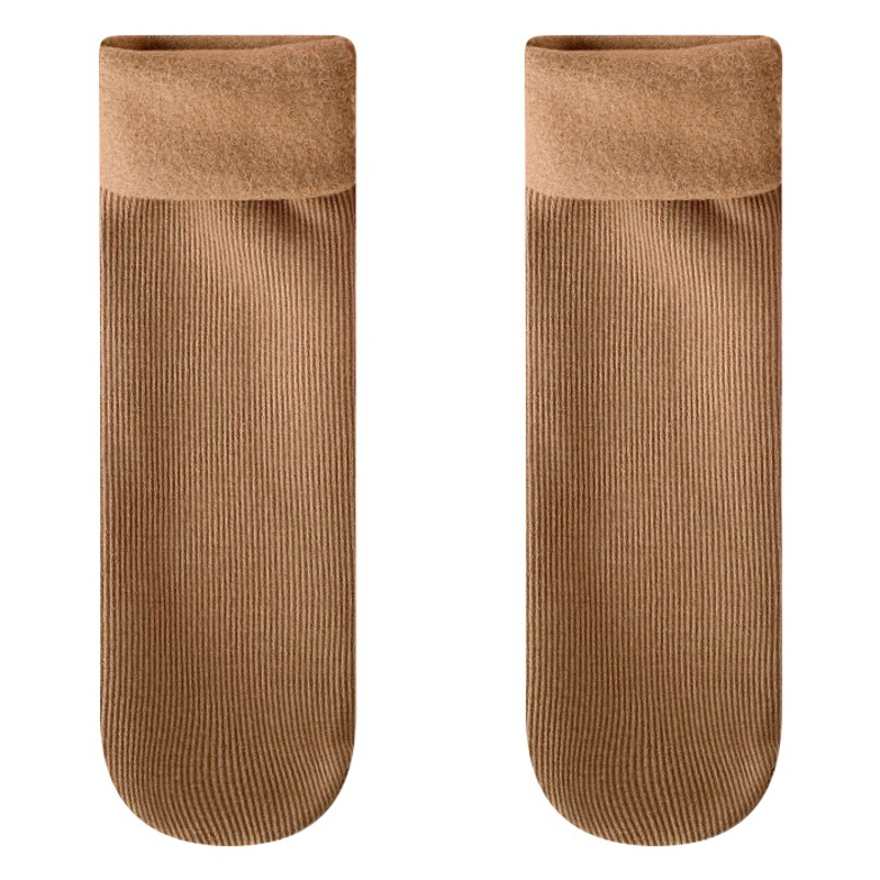 Snow socks women's autumn and winter mid-calf length socks fleece-lined thickened warm sleep floor stockings winter women's confinement socks