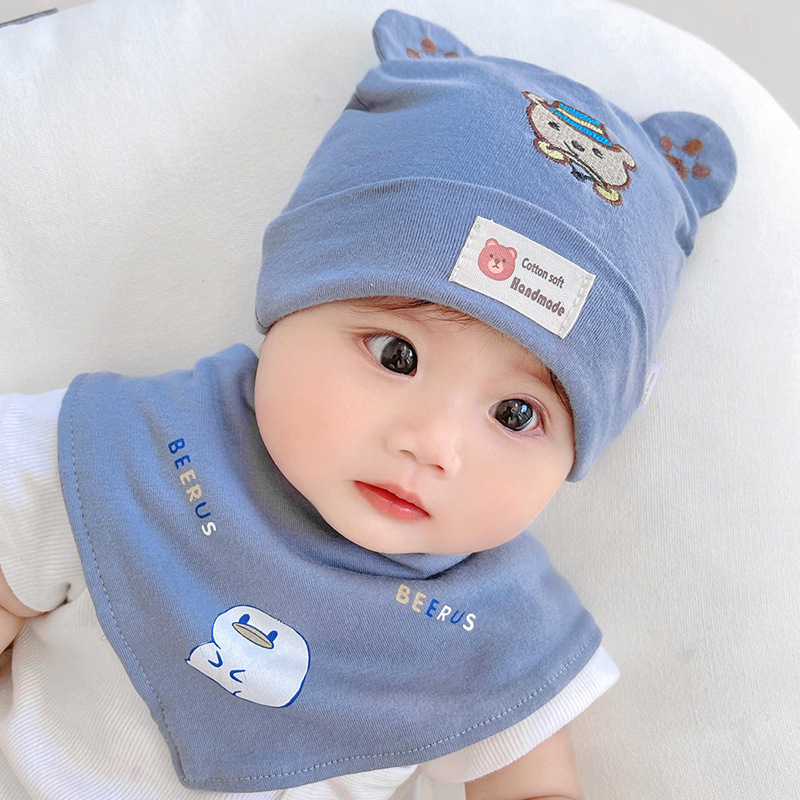 Picture of Katu Bear Infant Hat Spring & Fall 3-6-12 Months Male and Female Baby Pullover Hat Cotton 100-Day Sleeping Hat