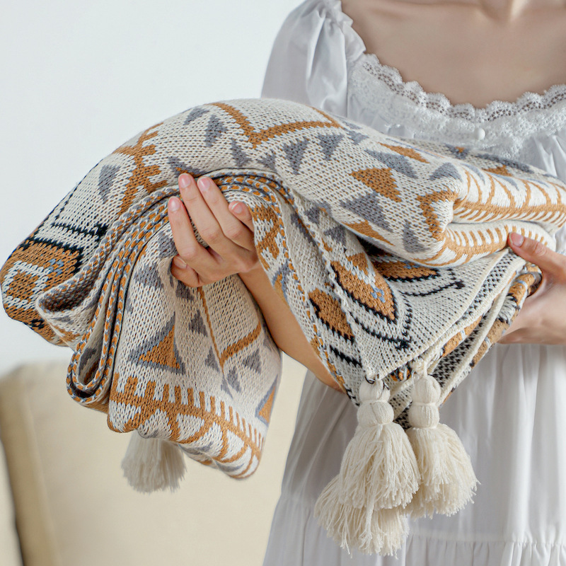 Navajo Daylight Blanket Knitted Bohemian Air-conditioning Blanket Nap Blanket Sofa Cover Blanket Baby Blanket