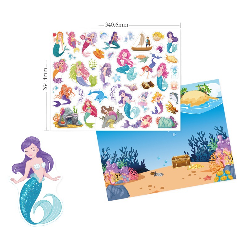 Children's Stickers for Boys and Girls DIY Dinosaur Traffic Flower Fairy Princess Sticker Pad Reusable Sticker Book