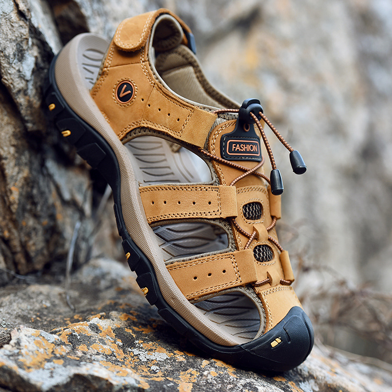 2025 Cross-border New Sandals Men's Shoes Cross-border Special plus size Men's Baotou Beach Shoes Amazon Independent Station Batch