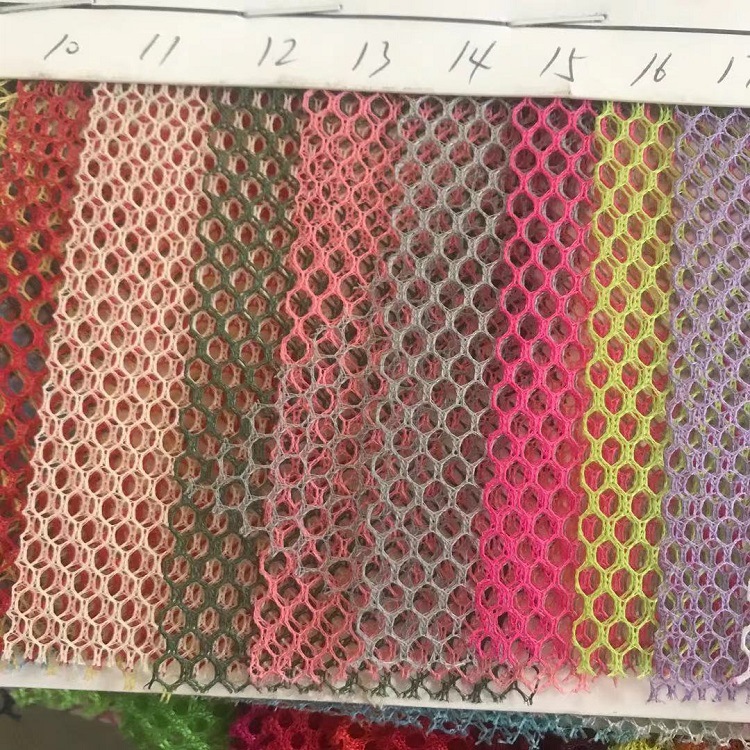 Hexagonal Mesh Polyester Breathable Tensile Sports Bag Fabric Mid-hole Warp Knitted Mesh