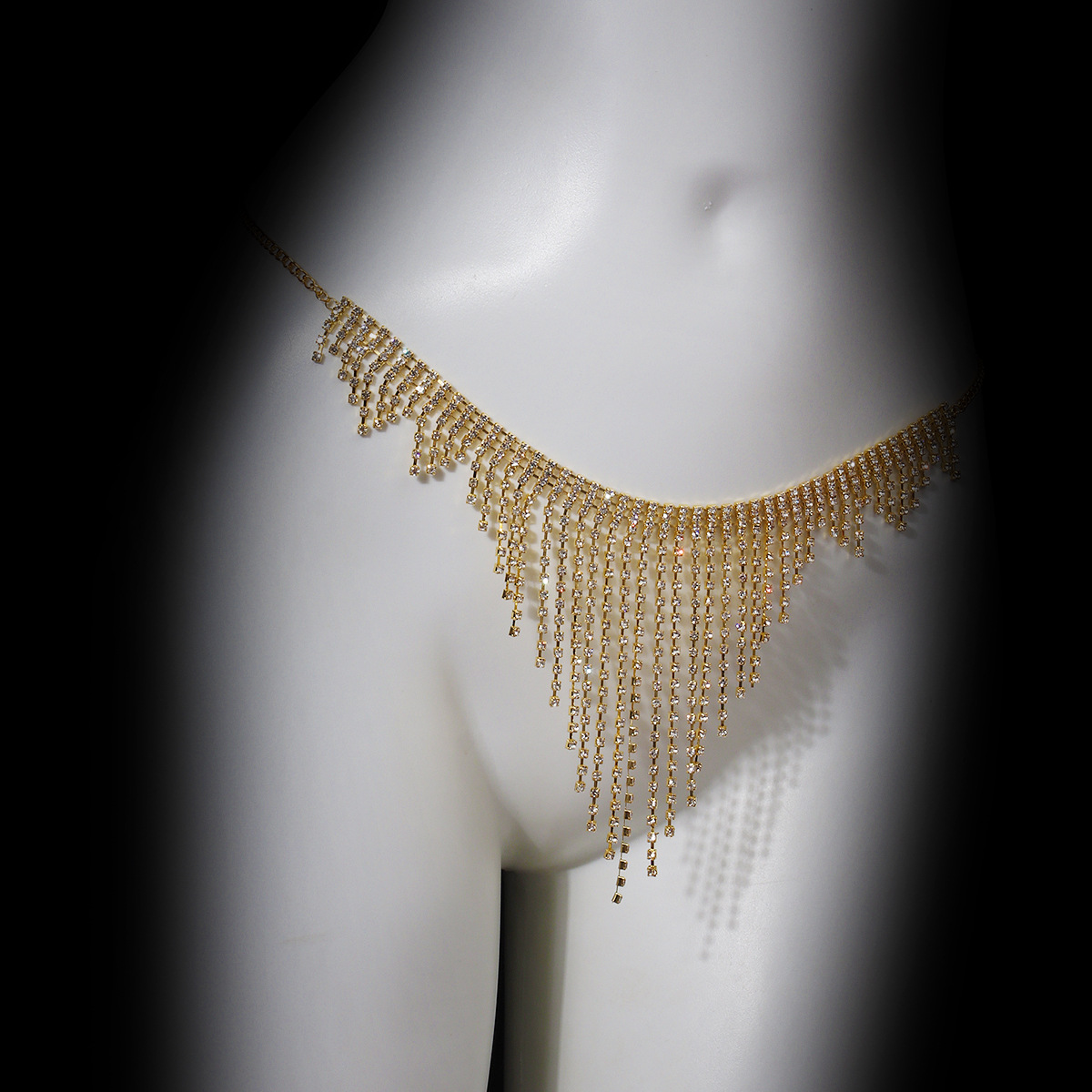 Picture of Personality Fashion Full Diamond Tassel Body Chain suit European and American Nightclub Sexy Exaggerated Bikini Chest Chain Waist Chain Accessories