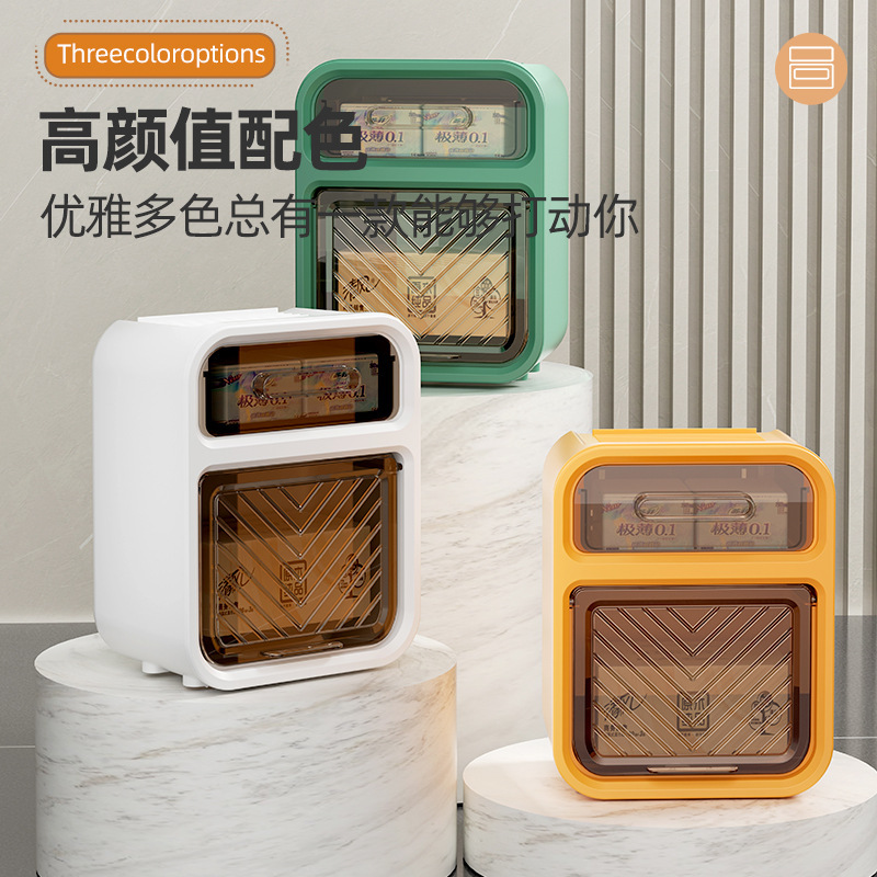 Toilet Tissue Box Punch-free Bathroom Toilet Wall-hanging Storage Paper Box Multifunctional Tissue Box Rack