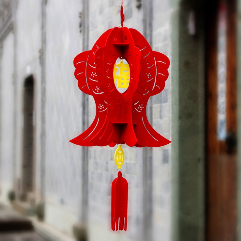 Felt manufacturers sell lantern fish modeling annual fish lantern felt pendant New Year layout supplies