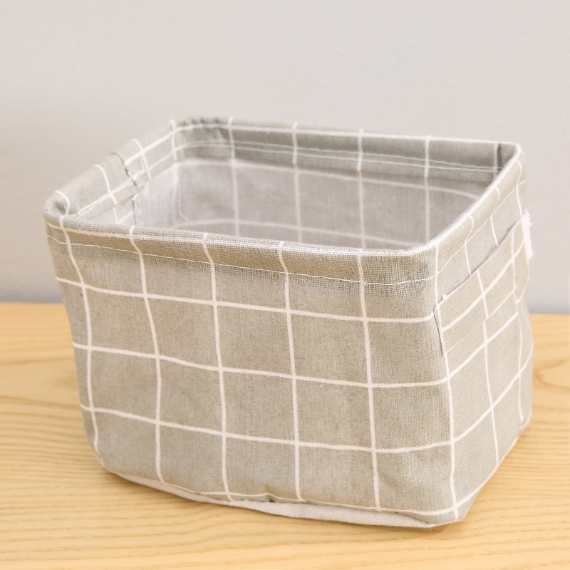 Picture of Fabric with Satchel Printed Cotton and Linen Storage Basket Desktop Miscellaneous Storage Box Cabinet Small Clothing Fabric Storage Basket