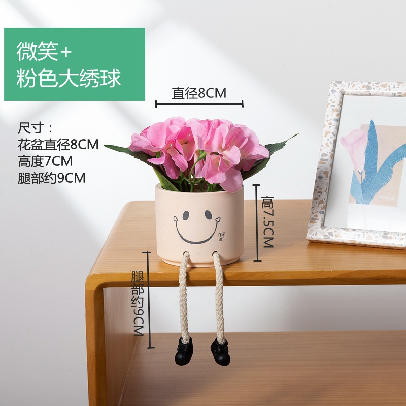 Picture of Creative Expression Hanging Feet Doll Ceramic Flower Pot Artificial Flower Potted Plant Green Plant Indoor Balcony Desktop Decoration Crafts