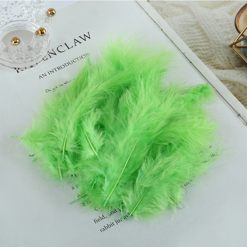Picture of Feather decoration color turkey feather pointed tail velvet dream catcher net material wave ball gift box filler shooting props