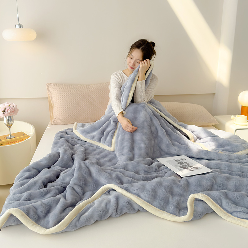 Picture of Class A blankets, rabbit plush sofa blankets, thickened milk velvet cover blankets, nap blankets, shawls, gifts