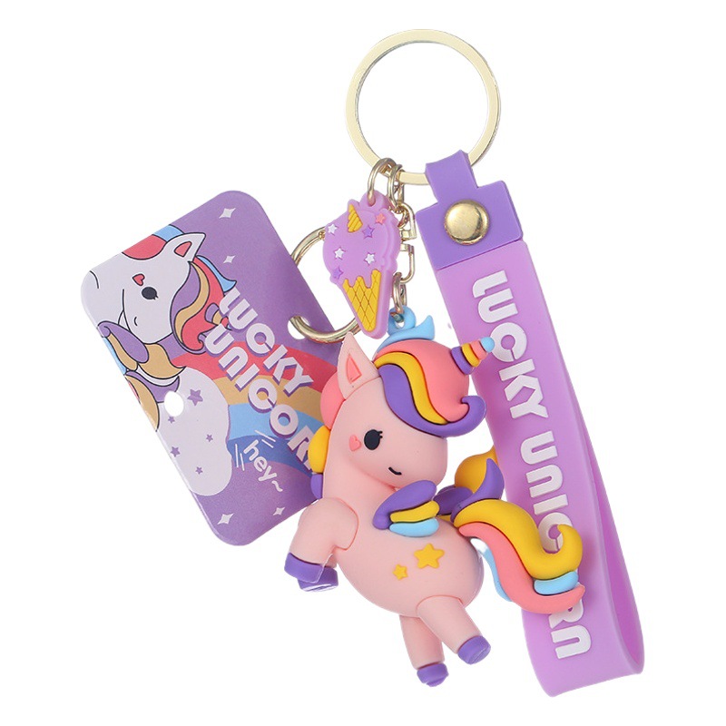 Genuine Cartoon Doll colorful unicorn keychain exquisite girl backpack key chain cute small gift pendant