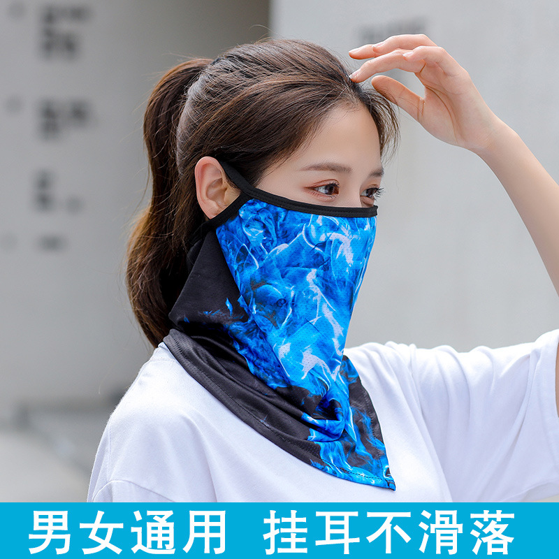 Picture of Ice Silk Ear Hanging Mask Triangle Towel Neck Set Mesh Sunscreen Outdoor Riding Fishing Windproof Scarf Men's and Women's Face Towel Summer