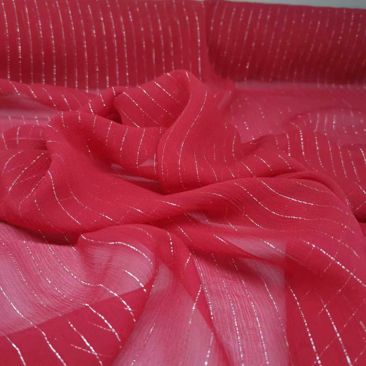 Picture of Silver Thread Shun Qiao 8 Mumi Red Mulberry Silk Fabric Wide Fashion Skirt Han Dynasty Silk Fabric
